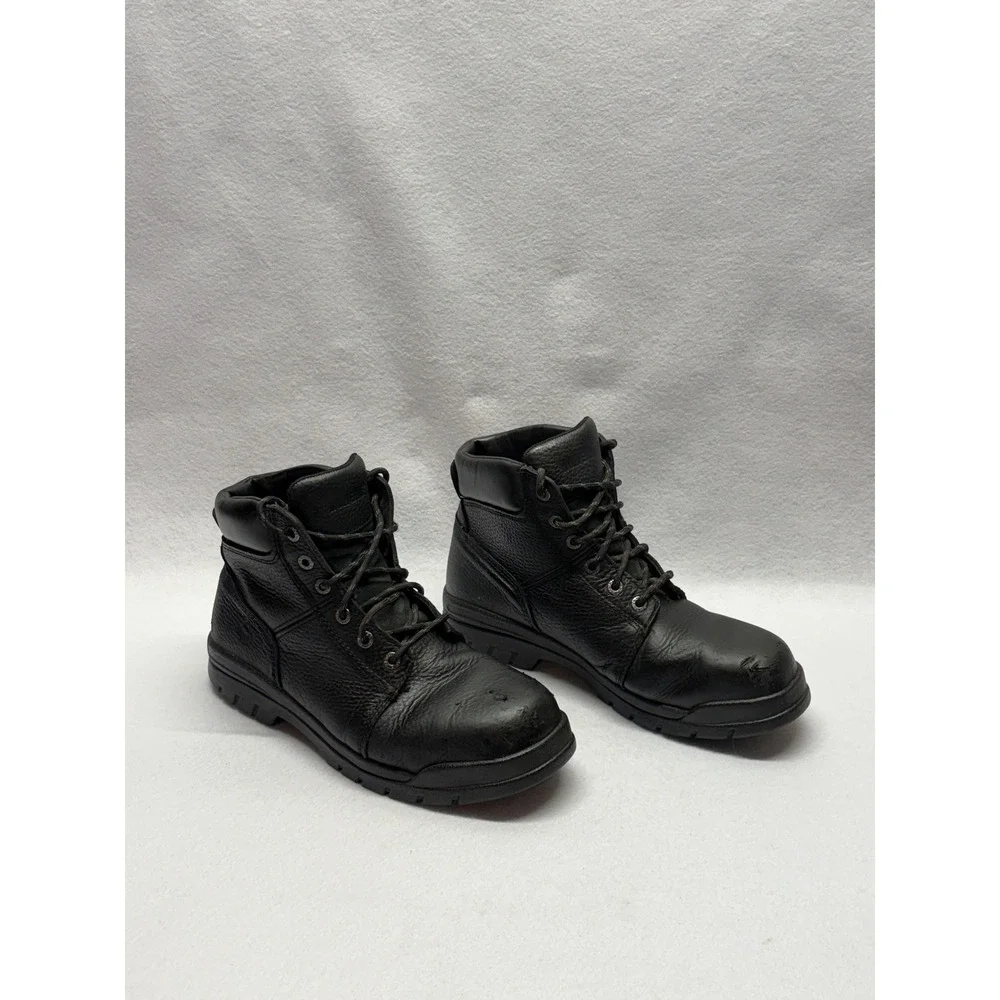 Wolverine Mens Black Leather Work Boots Lace Up Ankle Utility Shoes Size 10.5 M